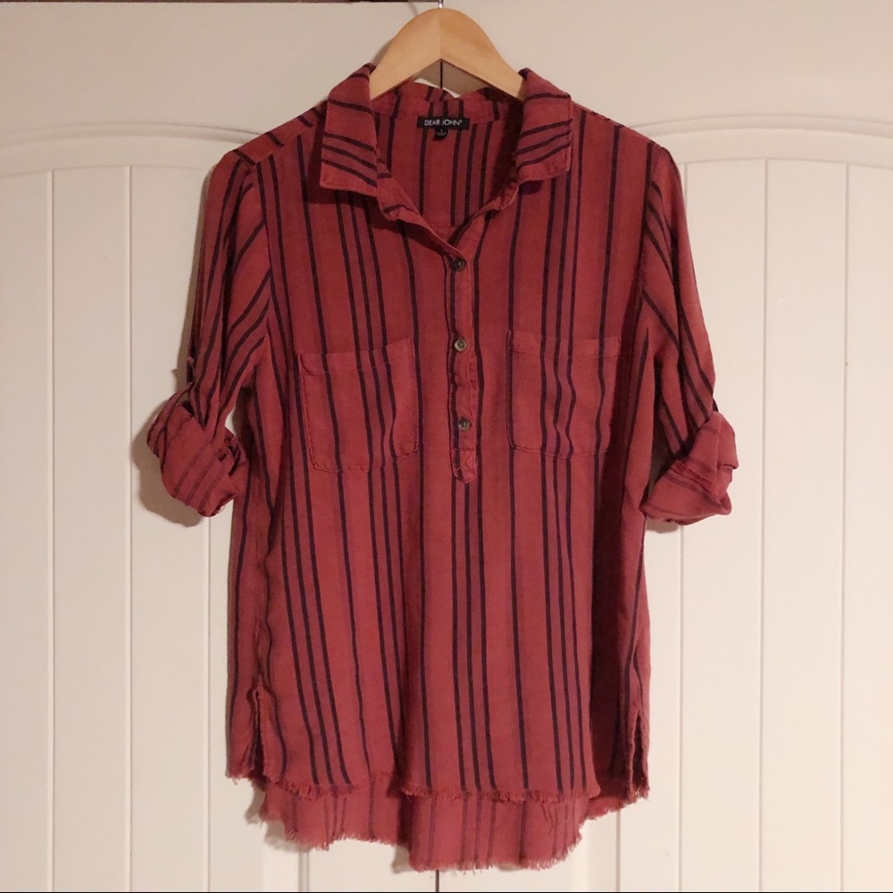 Dear John rust colored tunic with black stripes